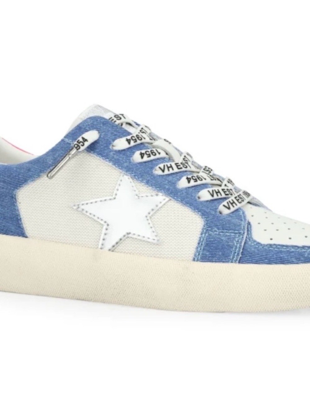 Vintage Havana Blue and White Reflex Sneakers Star Detail Denim Pink